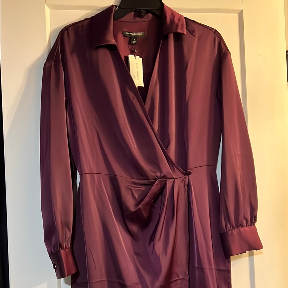 Banana Republic Factory Burgundy Wrap Dress